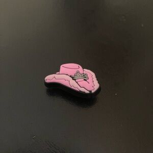 Pink cowgirl hat with a silver crown crocs jibbitz